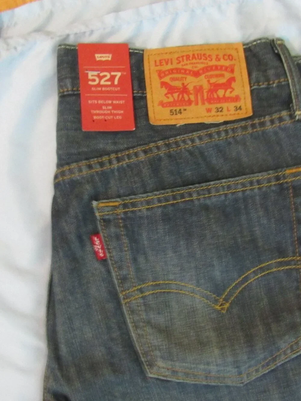 NWT LEVI STRAUSS & Co 527 Slim Bootcut Dark Denim Men's Jeans Size 32Wx34 Inseam